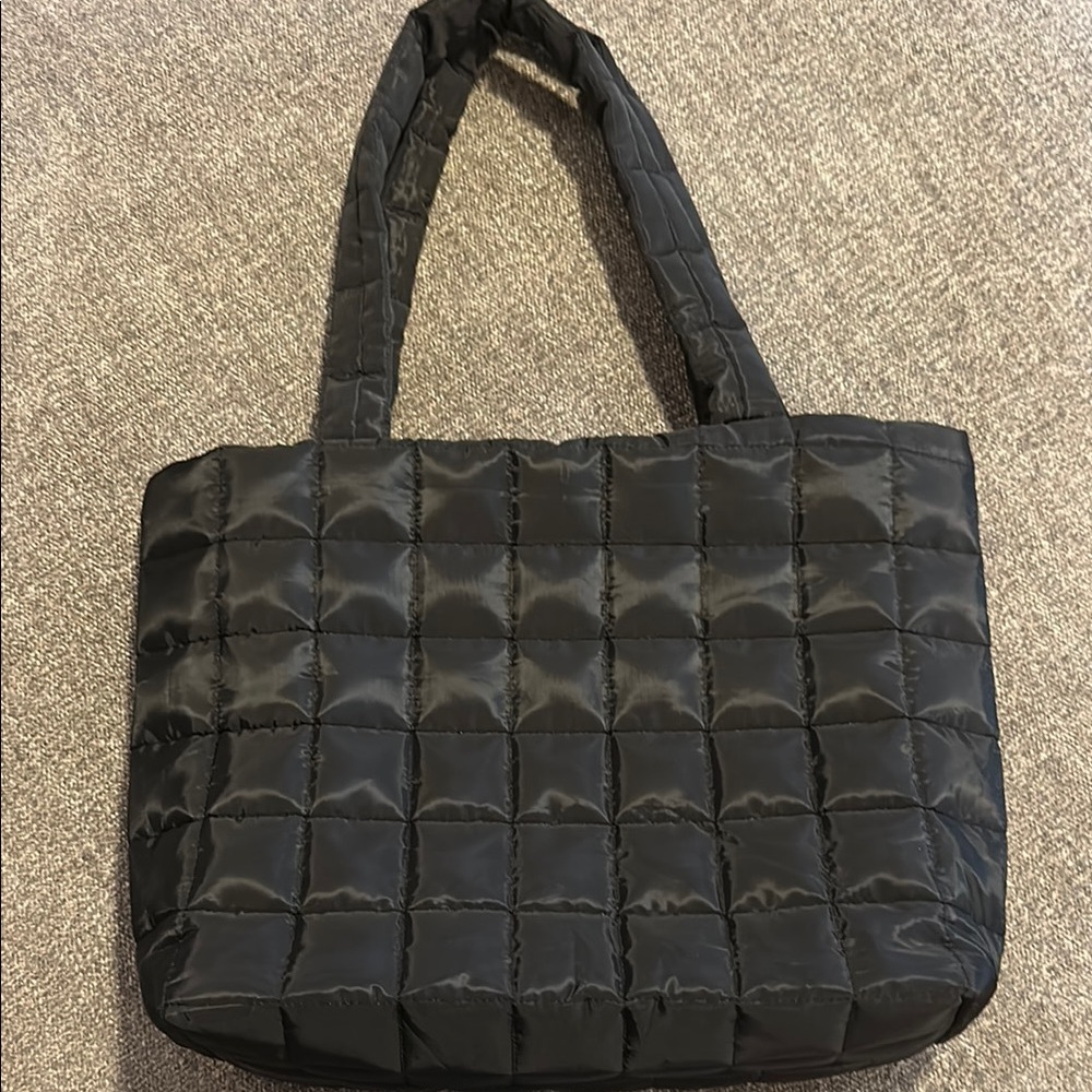 Black Quilted Tote Bag